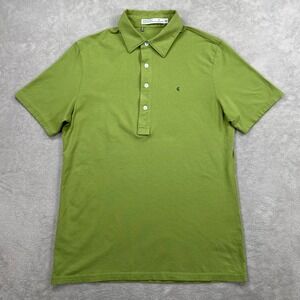 Criquet Polo Shirt Mens Medium Green Slim Fit Short Sleeve Pima Cotton Golf